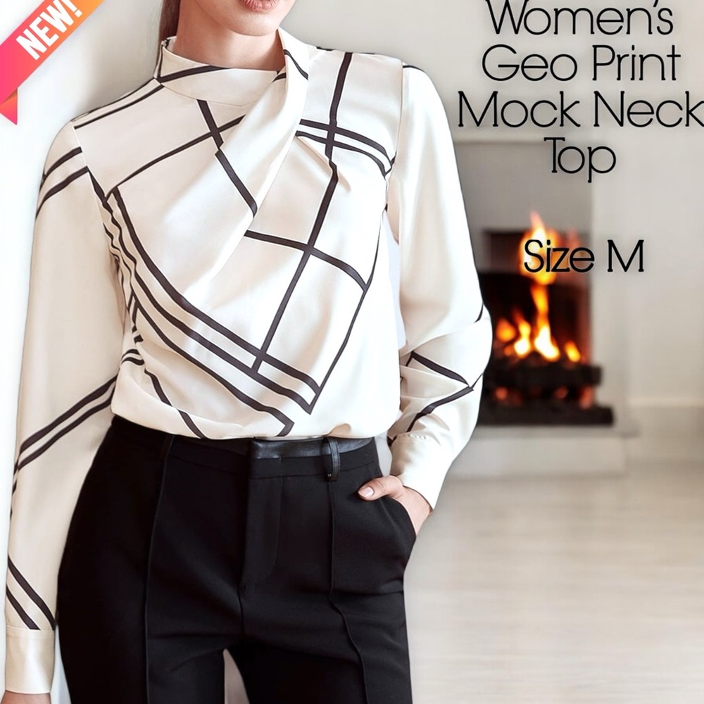 NWT Women's Geometric-Print Blouse - Picture 16 of 16